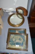 Vintage Mirror, Prints, Clock, etc.