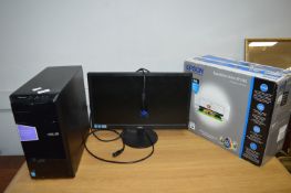 Asus Desktop PC, AOC Monitor, and an Epson Printer