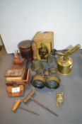 Vintage Collectibles Including Binoculars, Blow Lamp, etc.
