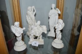 5x White Classical Figures