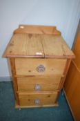 Solid Pine Three Drawer Bedside Cabinet
