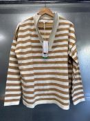 *Gianni Feraud Beige & Cream Stripe Half Zip Jumper, Size - XL