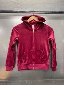 *Jezzie’s Cherry Pink Velour Zip Front Hoodie - Girls Size L