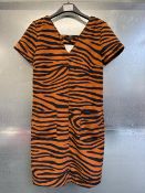 Next tailoring black and burnt orange tiger print dress - size 10