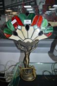 Leaded Coloured Glass Lamp with Gilded Nude