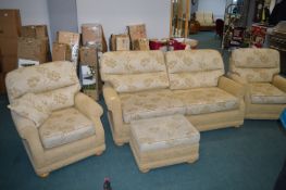 Upholstered Three Piece Suite with Pouffe