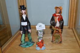 2x Comical Pottery Figures, and a Vase
