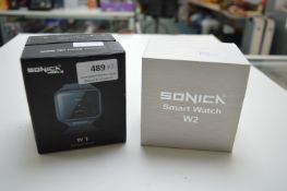 2x Sonica Smart Watches (1x W1 and 1x W2)
