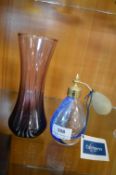 Caithness Glass Perfume Bottle, and a Coloured Glass Vase