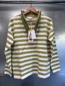 *Gianni Feraud Sage & Cream Stripe Half Zip Jumper, Size - S