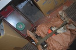 Army Ammo Box Containing Assorted Tools, Car Headlamp Bulbs, Electrical Tape, etc.