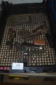 Tray Containing Jewellers Clamp, Vintage Chain Braker, Penknives, and Hole Punches