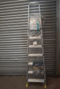 *Werner Six Tread Aluminium Step Ladder with Large Platform and High Handrail