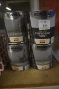 3x 750ml Ronseal One Coat Tile Paint Satin Magnolia, and 1x Cupboard Paint