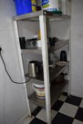 Benham Stainless Steel Four Tier Shelf Unit with Galvanised Upright Including Contents