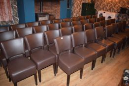 *38x Brown Faux Leather Restaurant Chairs on Darkwood Frames (condition good)