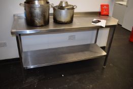 *Stainless Steel Preparation Table with Undershelf and Upstand to Rear 180x60cm x 90cm high