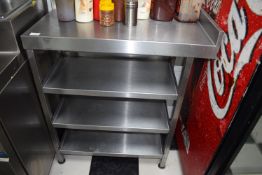 Stainless Steel Four Tier Preparation Unit with Upstand to Rear 80x38cm x 89cm high (contents not