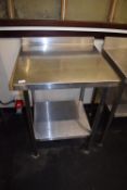 *Stainless Steel Preparation Table with Undershelf and Upstand to Rear 65x60cm x 90cm high