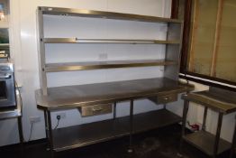 *Stainless Steel Servery Unit 240x78cm x 200cm tall with Undershelf, Drawers, Note Nipper, and