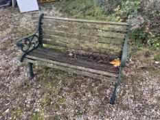 *Two Seat Garden Bench with Cast Iron Ends and Wood Slats