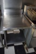 Stainless Steel Preparation Table 60x70cm x 85cm high with Undershelf, and Upstand to Rear
