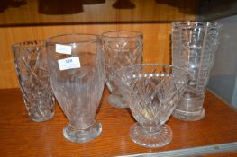 5x Cut Glass Lead Crystal Vases