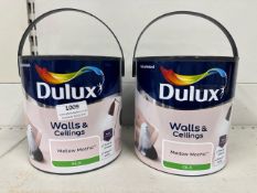 2 x Dulux 2.5L walls & ceilings paint in mellow mocha silk finish