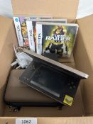 Nintendo DS XL with accessories and games