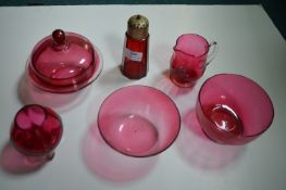 Cranberry Glass Dishes and Jugs etc.