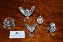 5x Swarovski Crystal Animal Figures