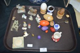 Small Collectibles Including Jade, Wooden Eggs, etc.