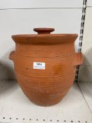 Large lidded terracotta pot