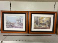 2 x scenic prints in decorative wooden frames