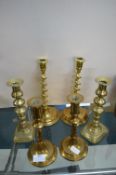 3x Pars of Brass Candlesticks