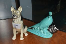 Sylvac Alsatian, and an Anglia Pottery Pheasent