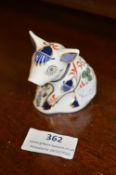 Royal Crown Derby Pig Paperweight with Silver Stopper