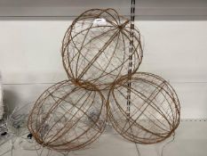 * 3x large light up wire baubles (a/f)