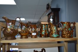 6x Copper Lustre Jugs
