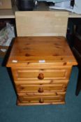 Pine Three Drawer Bedside Cabinet, and a Small Folding Table