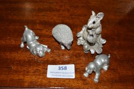 4x Metal Animal Figures