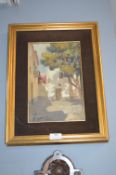 Oil on Canvas Continental Village Study Signed & Dated 1976