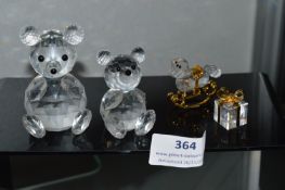 Swarovski Crystal Teddy Bears, Rocking Horse, and a Present