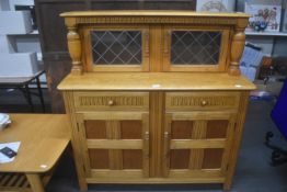 Court Cupboard with Leaded Glass Doors and carved Detail
