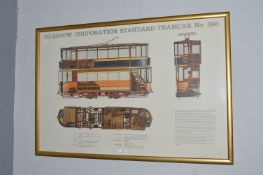 Large Framed Glasgow Corporation Tram Car Print