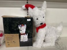 * 2x fluffy dog silhouette light up Christmas decorations (a/f)