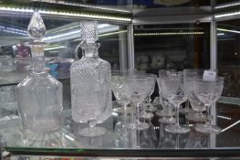 Vintage Glass Decanters and Drinking Glasses