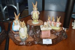 5x Beswick Beatrix Potter Figures on Display Stand