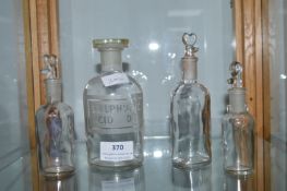 3x Vintage Glass Stoppered Bottles, and One Other