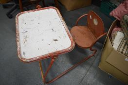 Vintage Metal Framed Kid's Drawing Desk